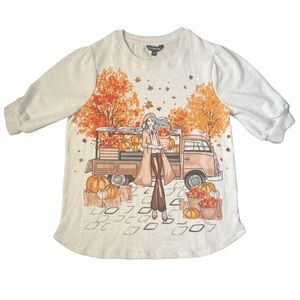 Love & Lace Women’s Lady in the Fall Themed Super Soft Sweater Size Small